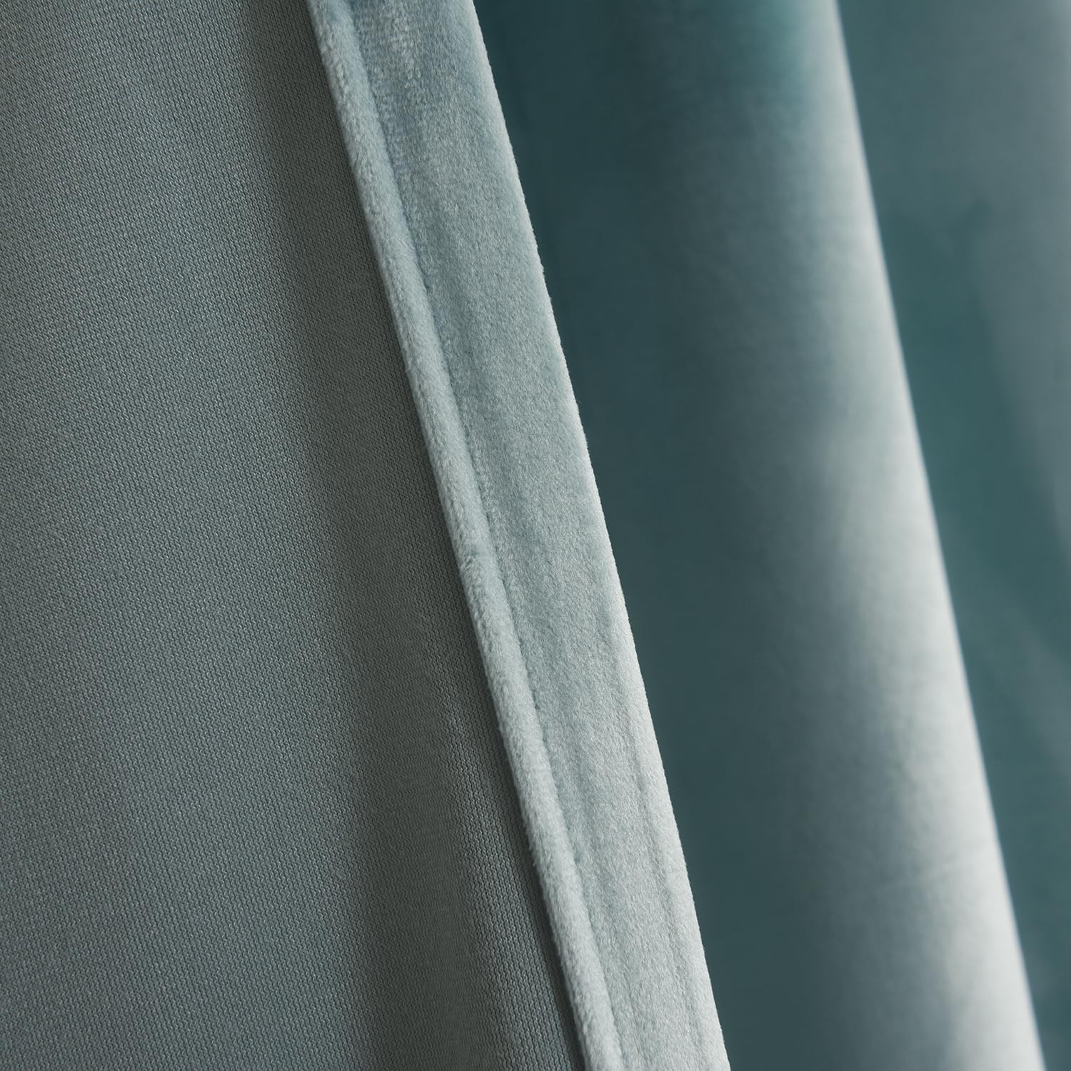 Eggshell Aqua Blue Velvet Room Darkening Insulated Curtains 2 Panel 90″L x 52″W