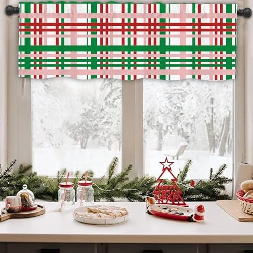 Christmas Valances for Windows, 54 x 18 Inch 18.1″W x 53.9″L (Pack of 1) Red