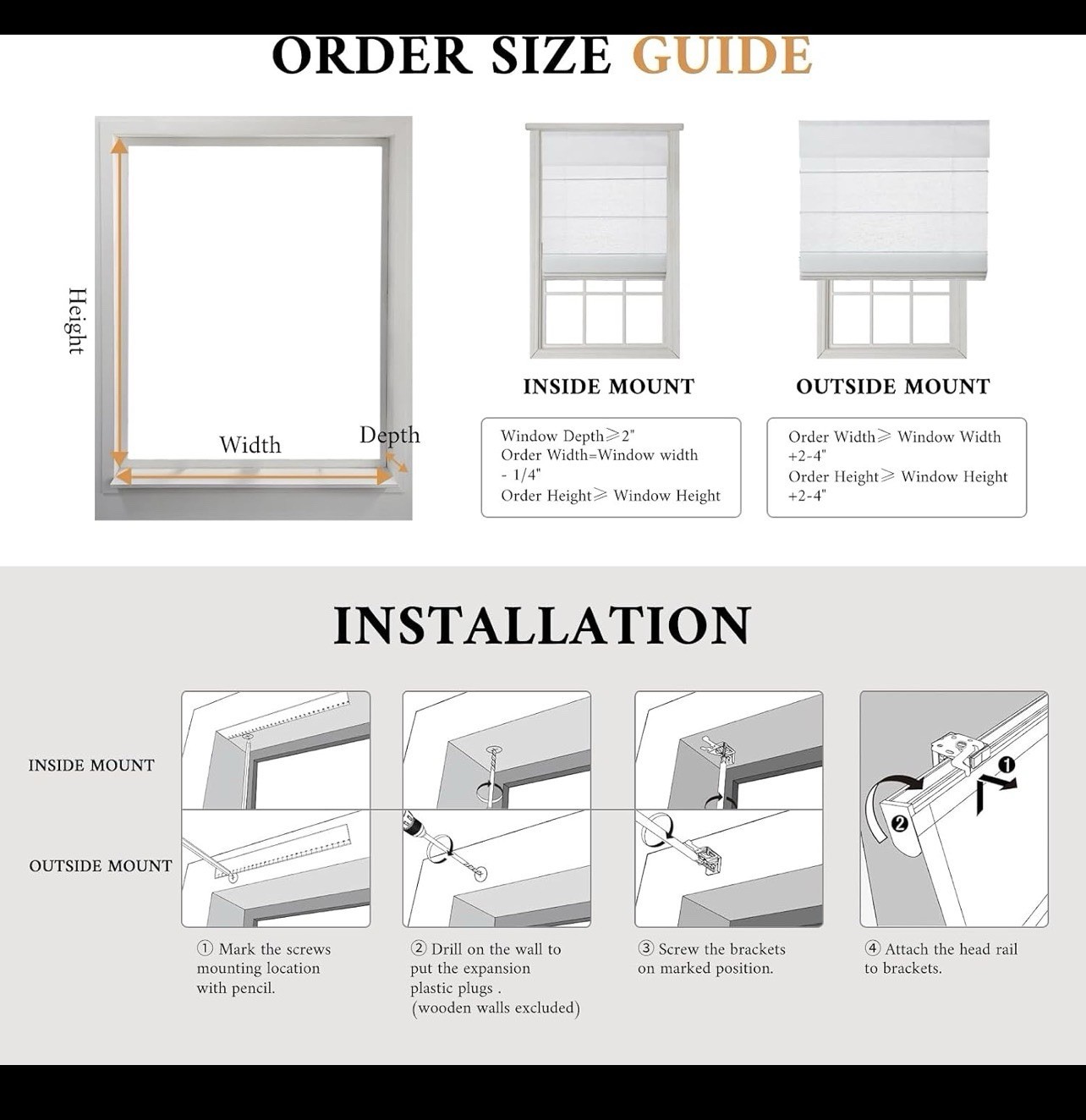 Cordless Light Filtering Roman Shades – Thermal Insulated & UV Protection 31×64