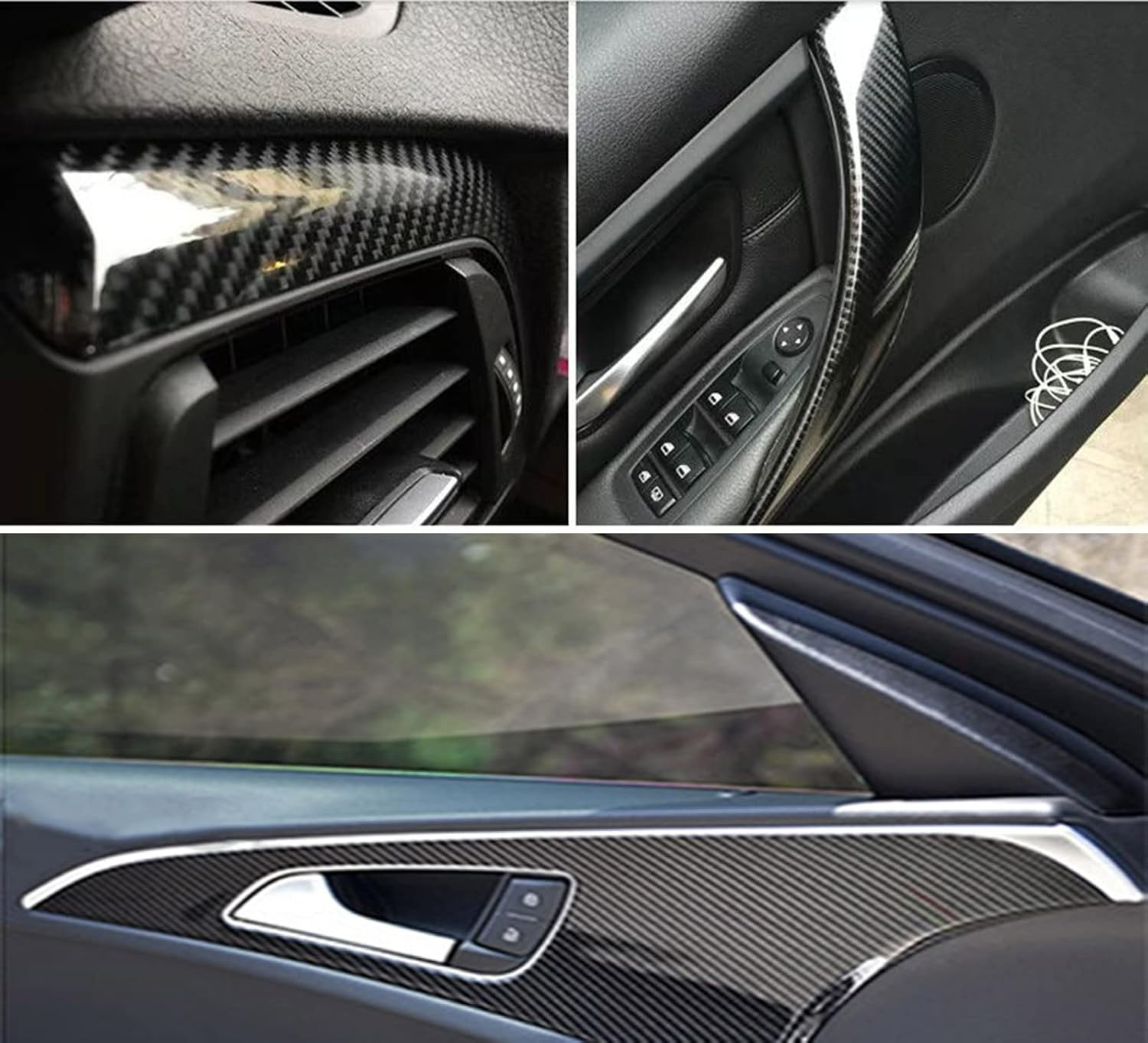 Carbon Fiber Vinyl Wrap 10Ft X 1Ft Self Adhesive Film, Black Vinyl Wrap Bubble F