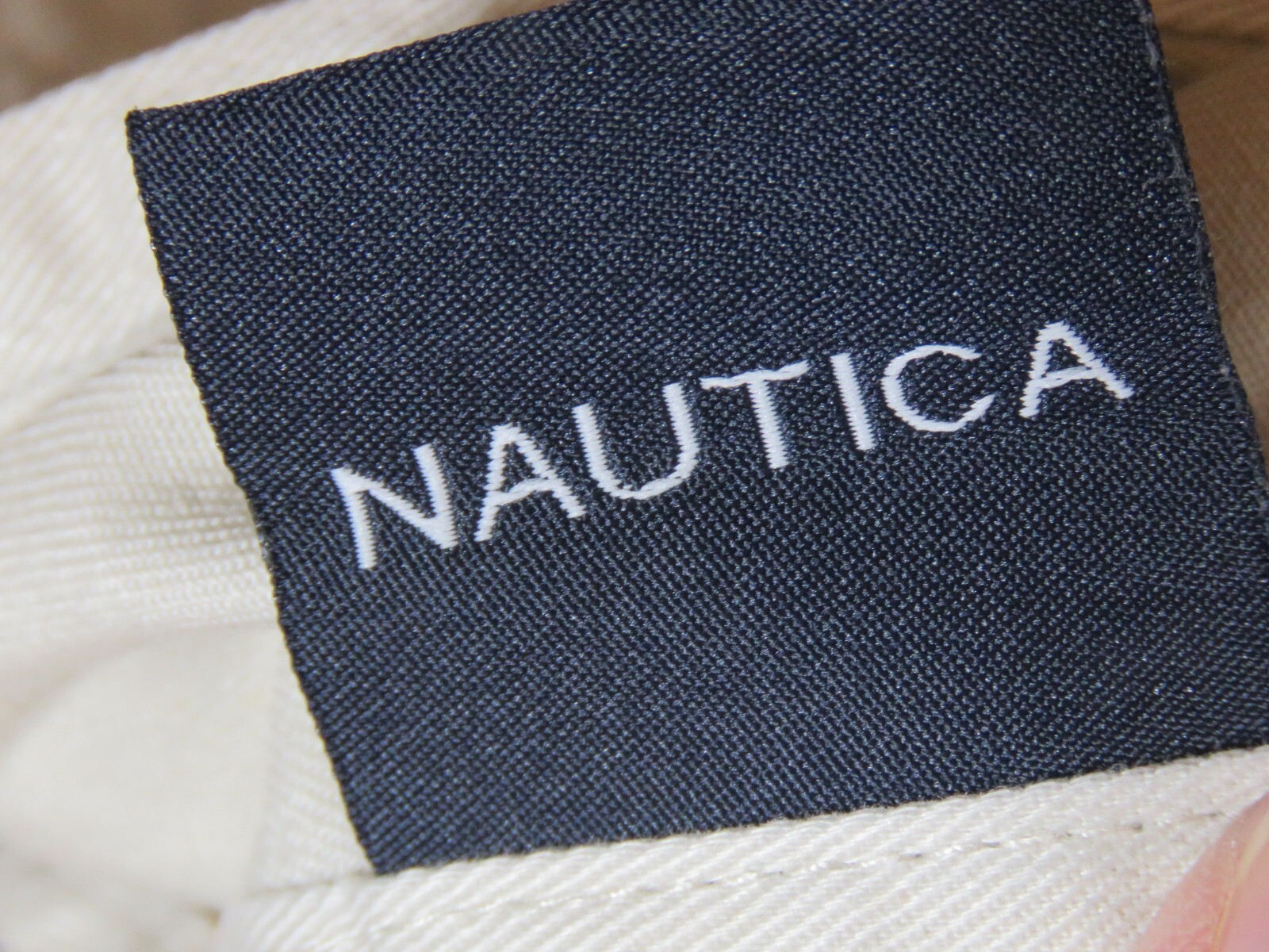 THREE Nautica Window Valances Tan Navy Stripes Button Tab Top Cotton Vtg VGC