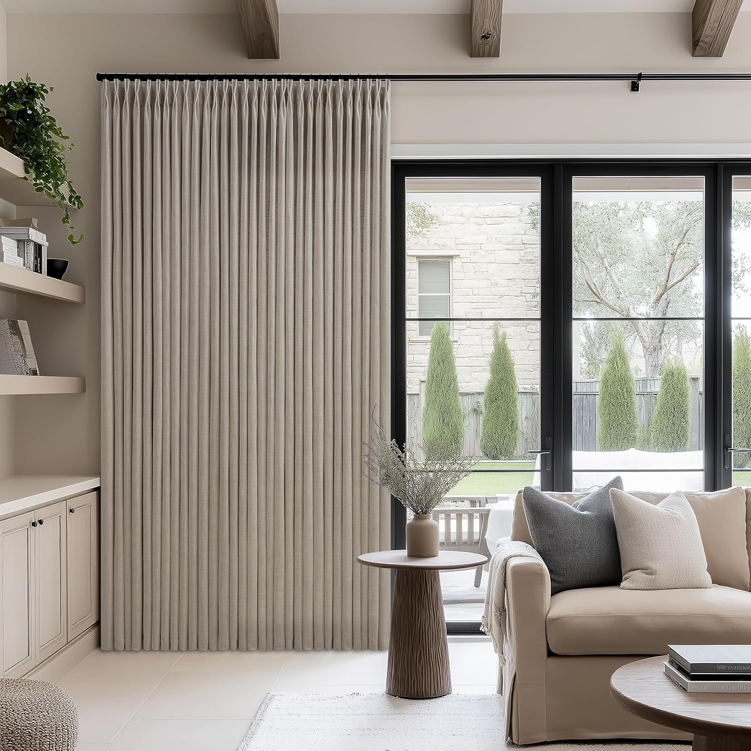 Extra Wide 100 Inch Width Curtains 96 Inches Long Pinch Pleated for Patio