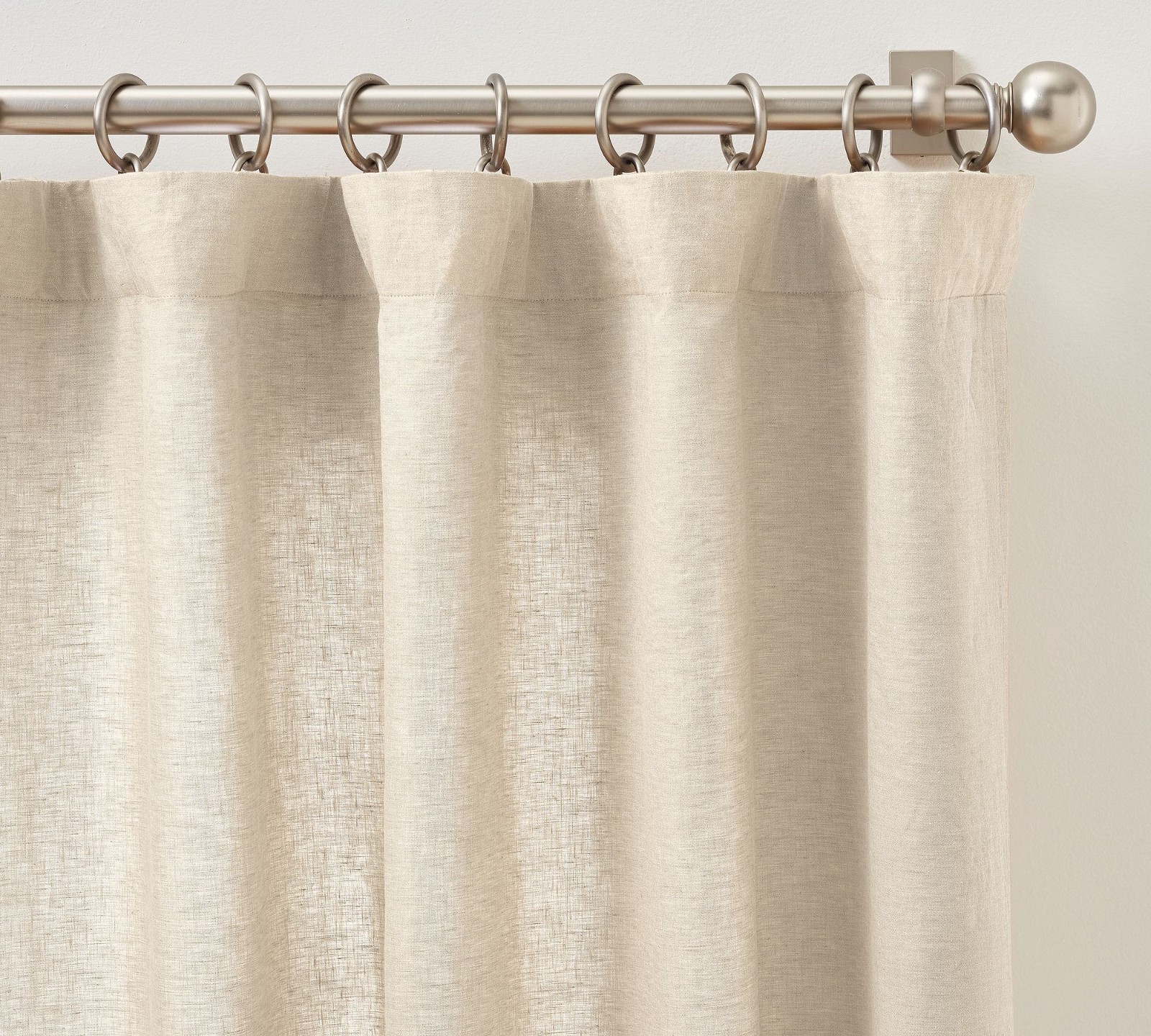 New Pottery Barn Belgian Flax Linen light filtering curtain panel, flax, 100×120
