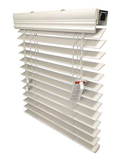 Premium Faux Wood Window Blinds – 17″ – 19 ” Wide (Antique White)