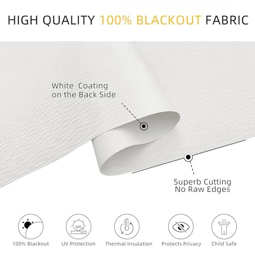 Blackout Roller Shades for Windows, Striped Pattern Cordless 32″W x 72″H White