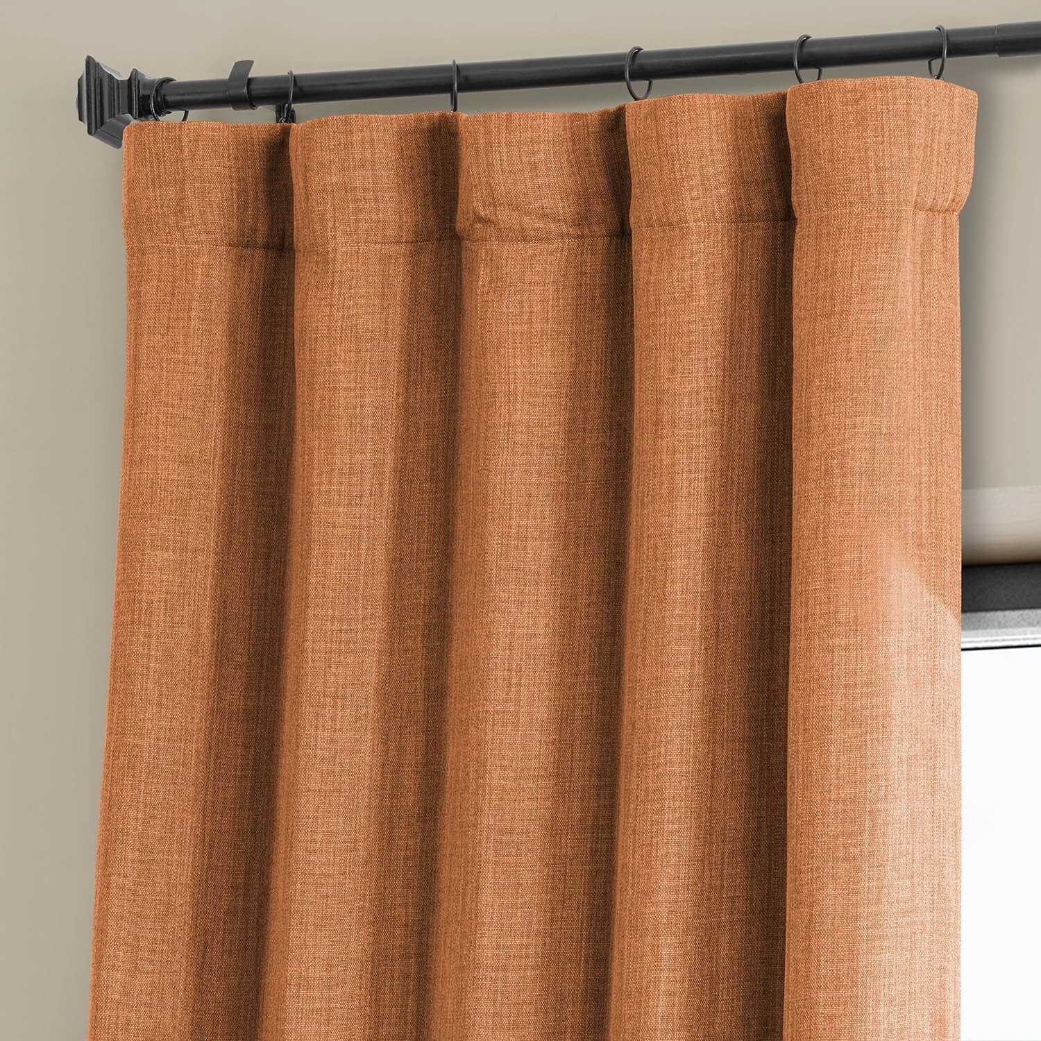 1 Panel Desert Orange 120″L x 50″W Linen Darkening Curtains For Living Room