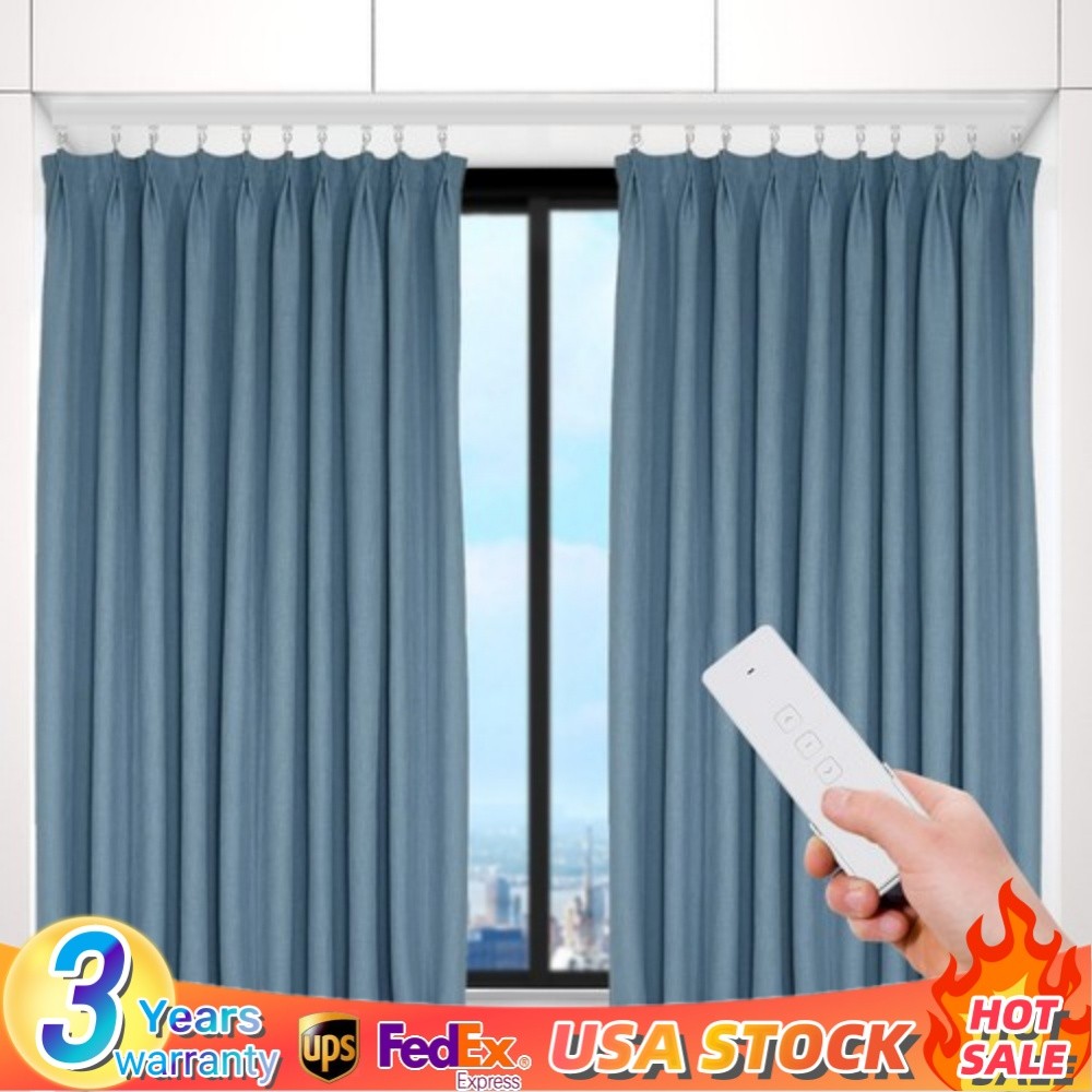 Motorized Curtain Track Electric Curtain Track DIY White With Remote Control NEW