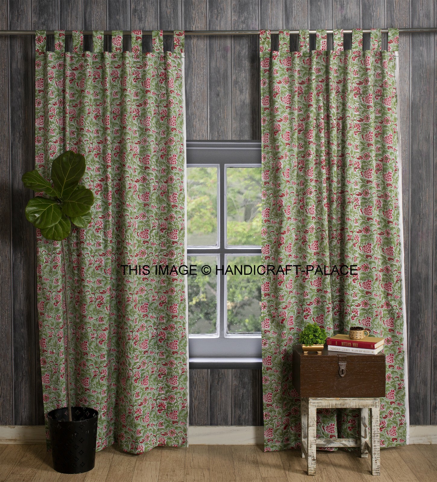 Hand Block Print Door Window Curtain Drape Panel Scarf Valances Indian Curtains