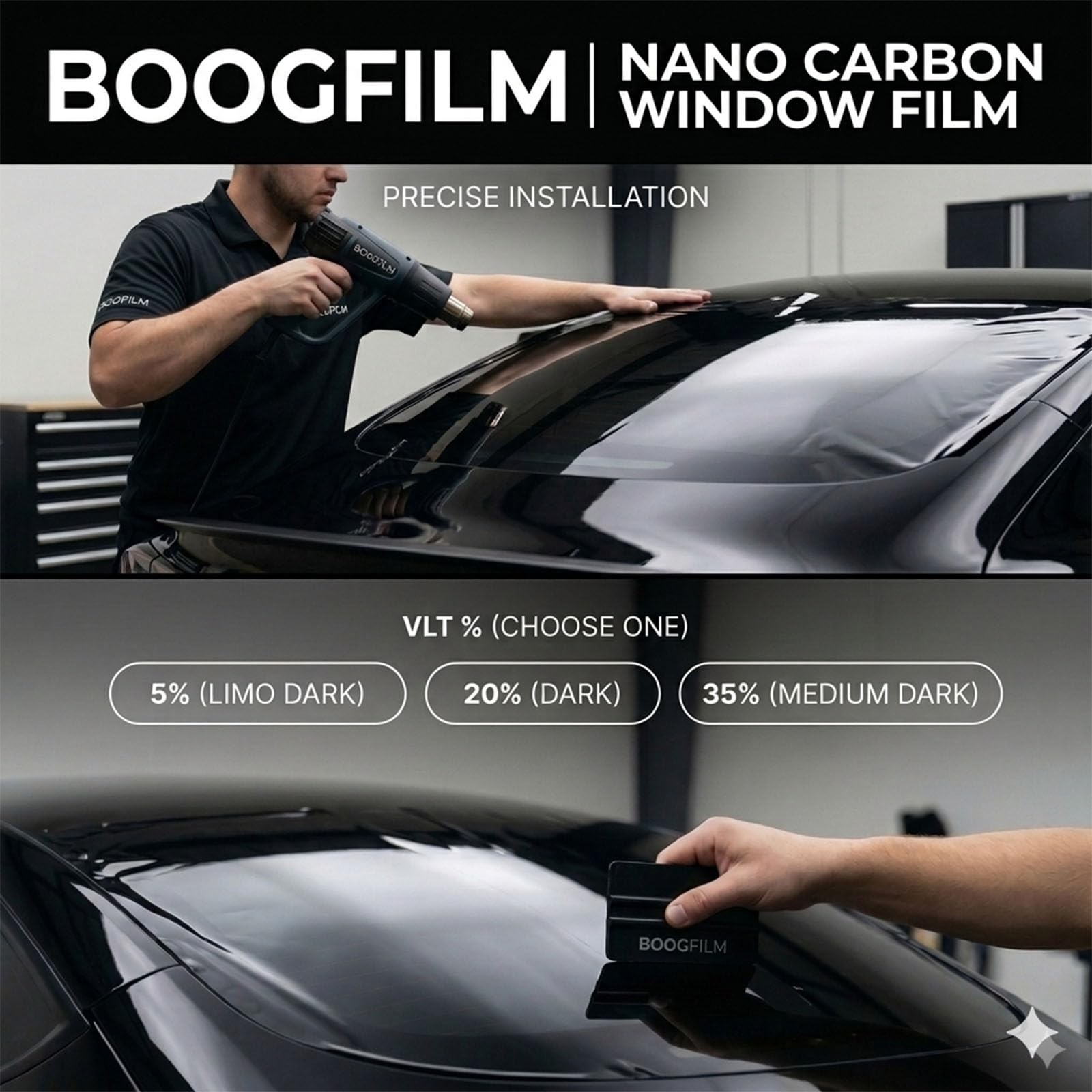 Nano Carbon Window Tint Film Roll, 2-Ply Color Stable True Black Automotive W…