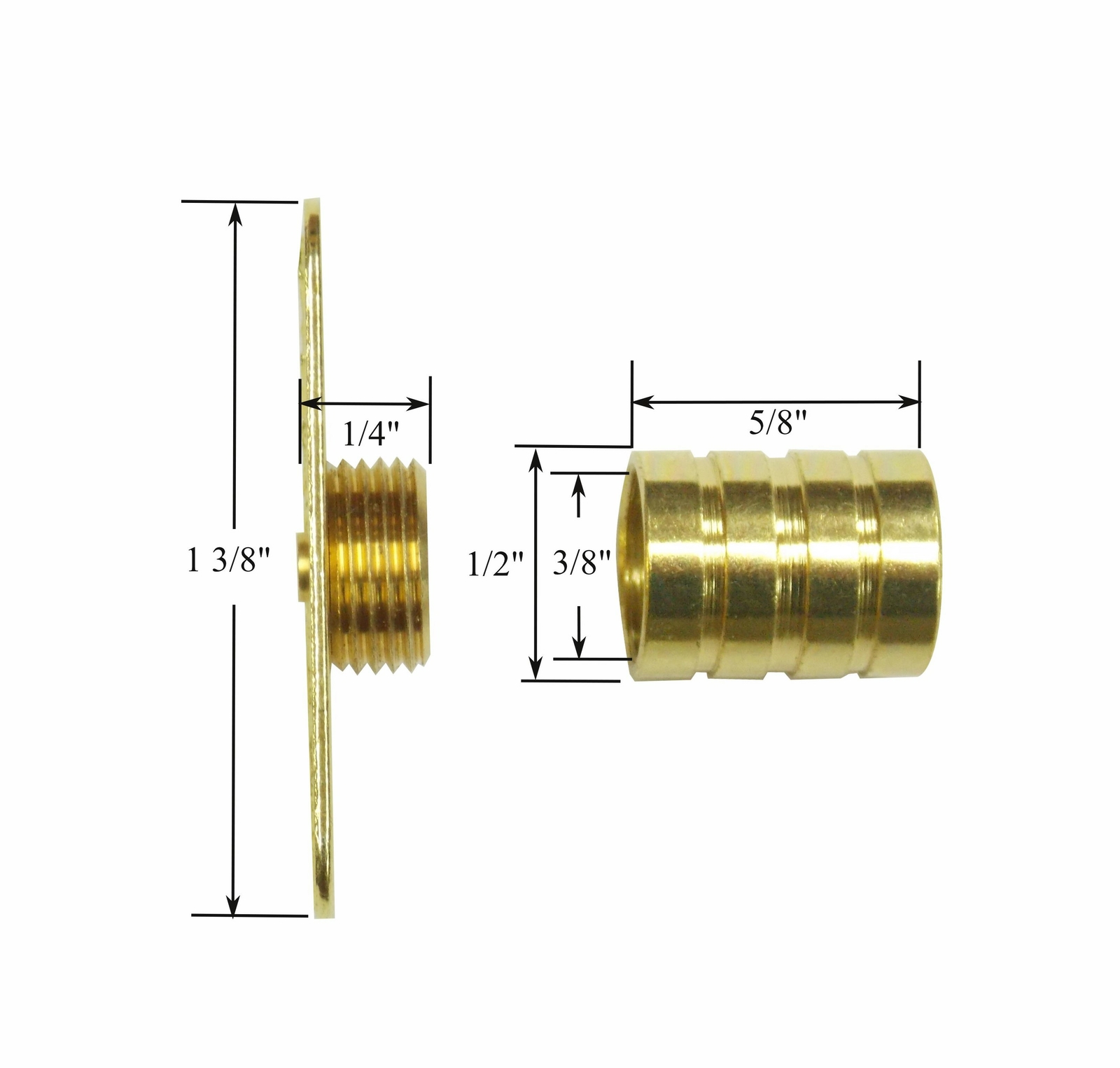INSIDE MOUNT Brass Plated BRACKETS for 3/8″ Rodding Doors & Sidelights (1-Pair)