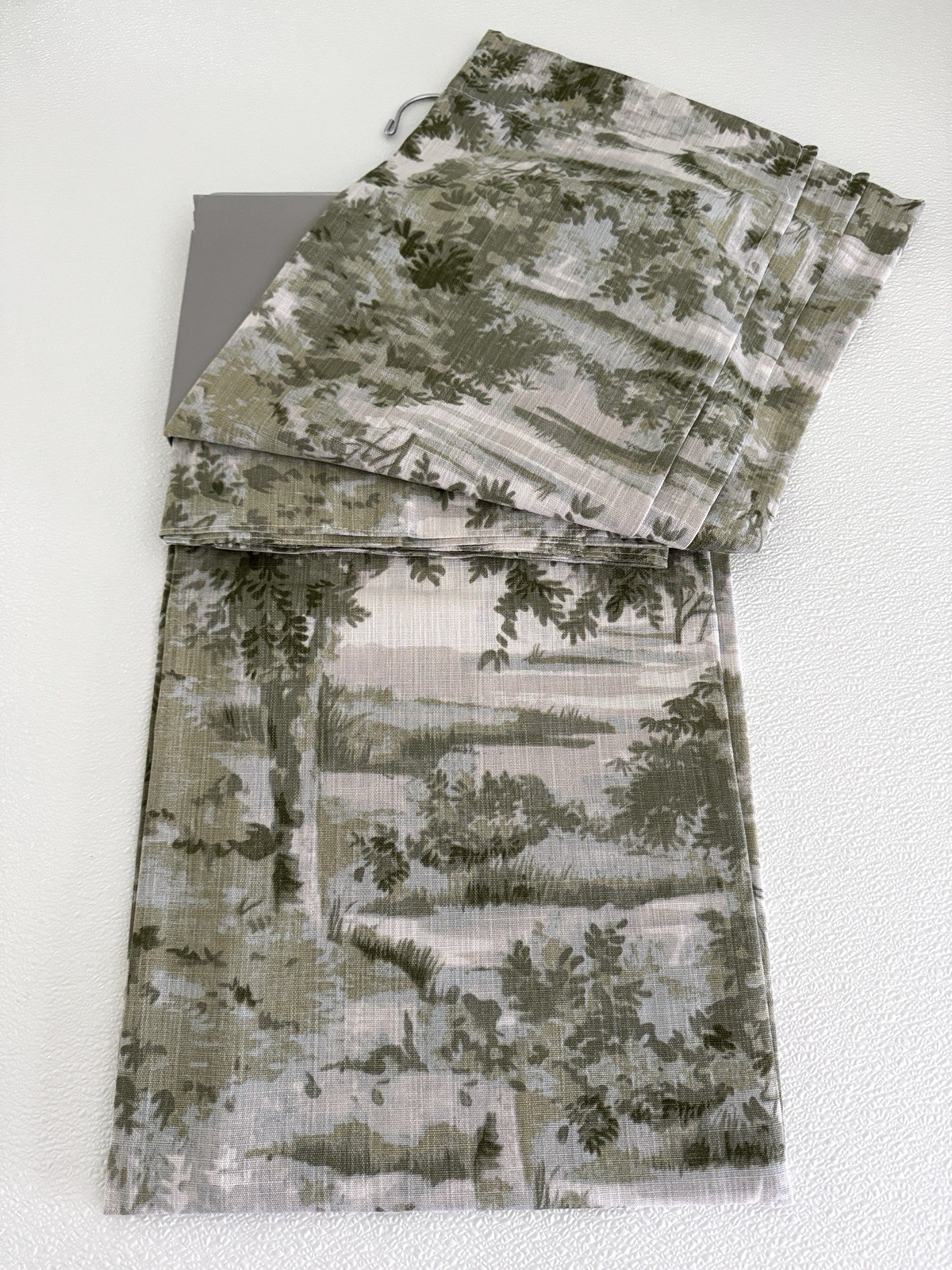 The Pure Collection Indigo Window Curtains 2 Panels 37 x 84 Olive Green Back Tab