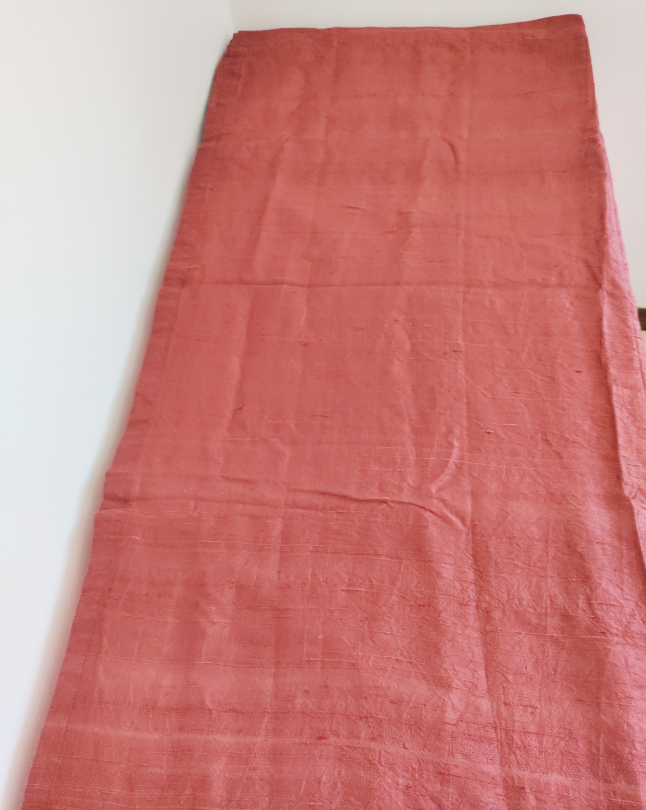 Oxblood Red 100% Silk Drapery Panel 40×78 Lined Rod Pocket Curtain Vintage 1990s