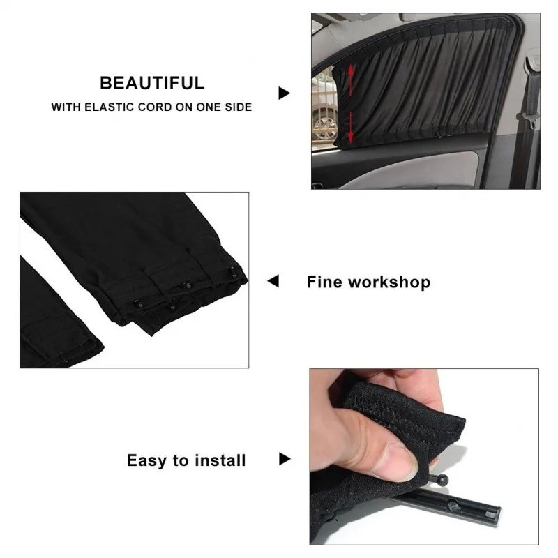 2pcs Universal Car Side Window Curtains – Foldable UV Protection Sunshade – NEW