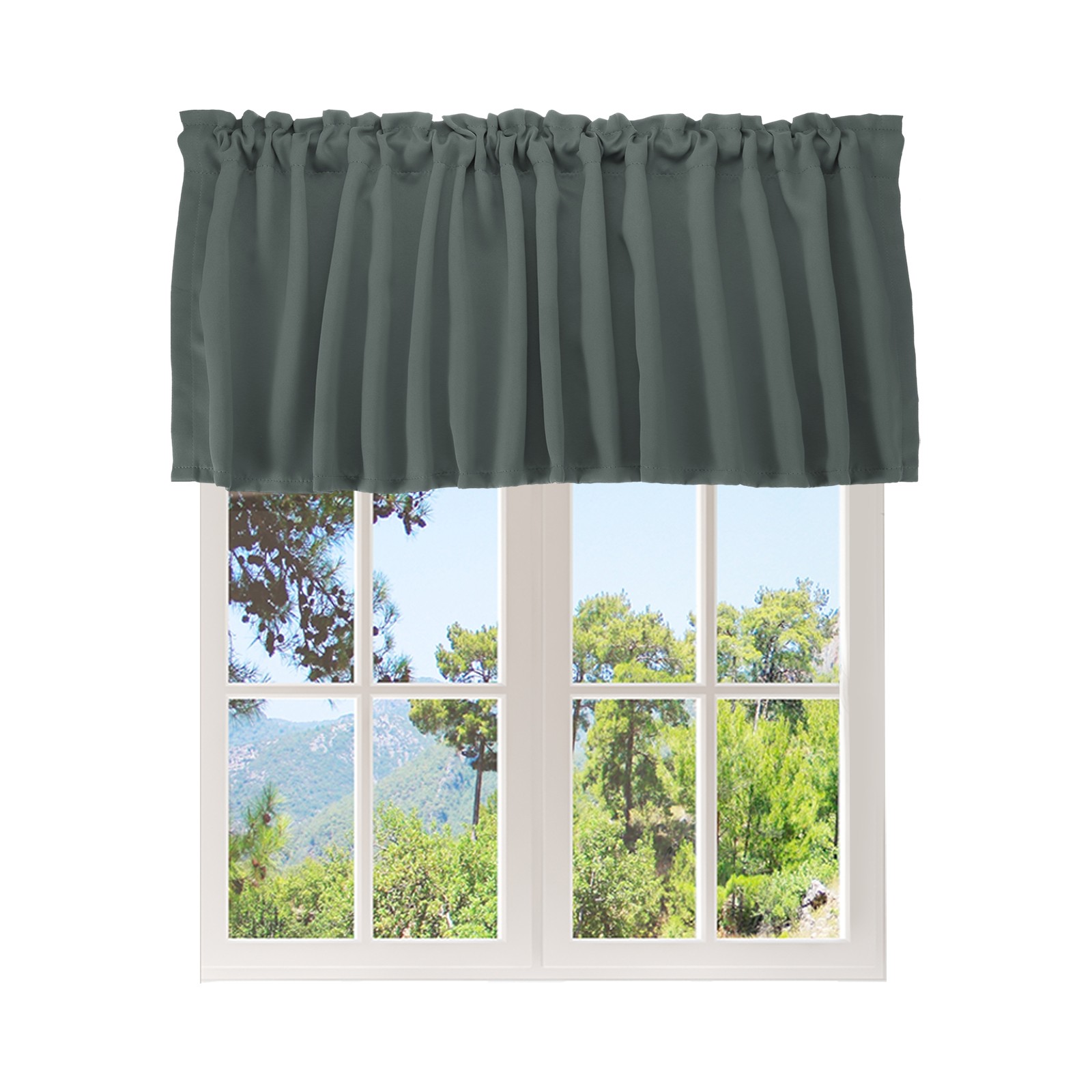 Window Valance, 52 x 18 Inch Valance Curtains for Windows Bedroom, Dark Grey