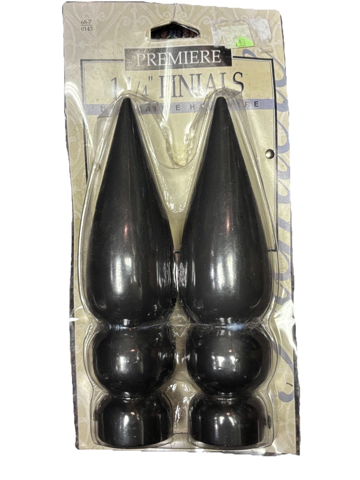 Premiere Drapery Rod Finials 1 1/4” Black Metal 2 Pack