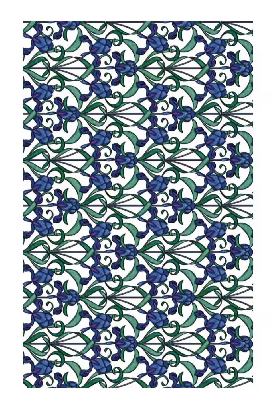 Minster/Iris Blue 17 In. X 78 In. Stained Glass Self-Adhesive Window Film
