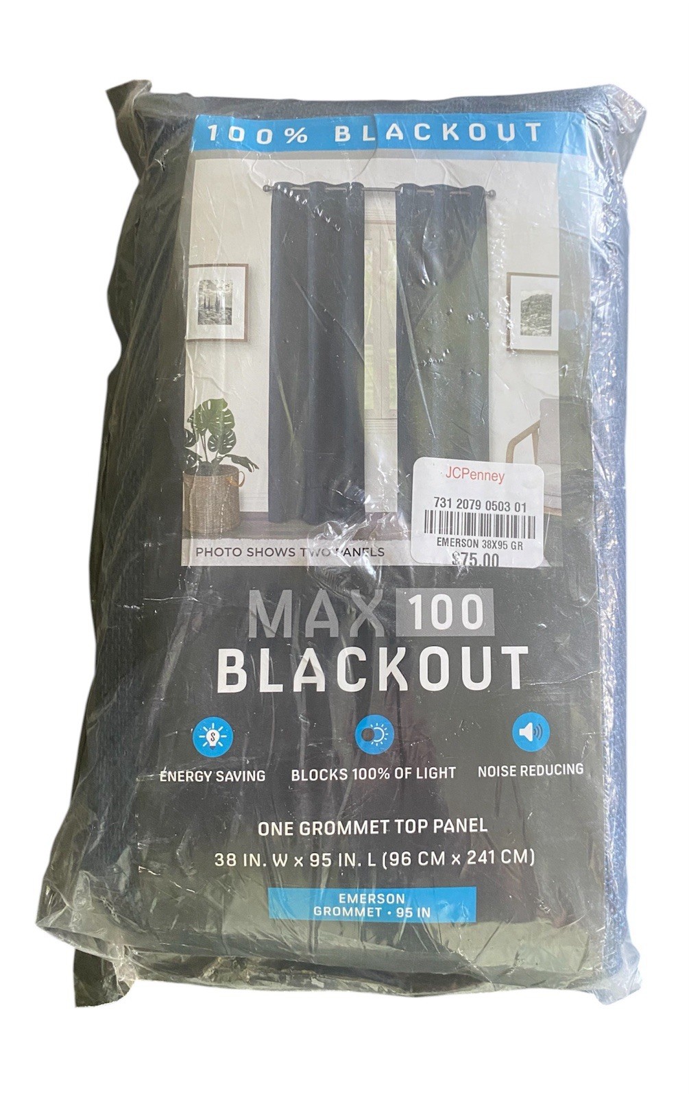 NWT (1) NAVY PANEL EMERSON MAX 100 BLACKOUT GROMMET CURTAIN 38″ X 95″ MSRP $75