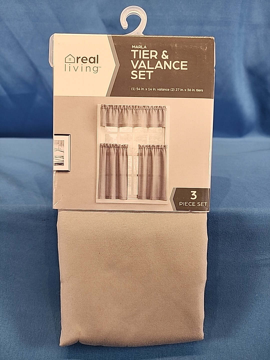 Living Colors Tier & Valance 3 Piece Set 1 Valance & 2 Marla Tiers Gray New