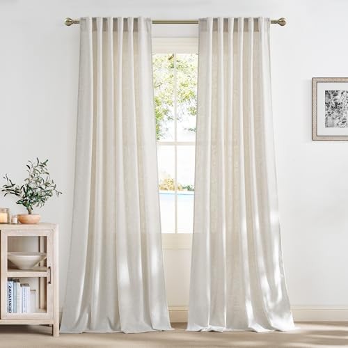 Curtains 96 inch Long 2 Panels Set, 55″ Wide 55″W x 96″L (Pack of 2) Linen