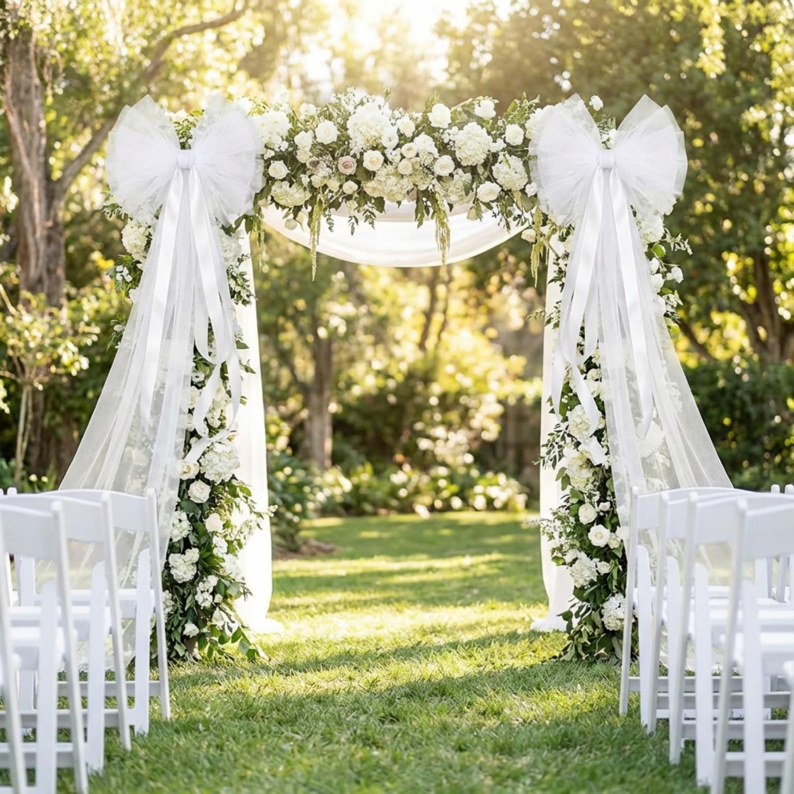 2 Pcs Giant White Bow Decor 91 x 16 Inch White Tulle Wedding Front Door Bows …