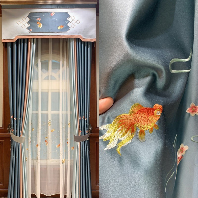 European embroidery classical valance goldfish cloth silk curtain tulle M1880
