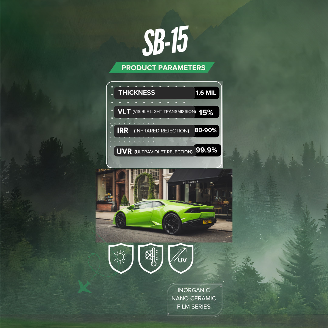 Window Film Inorganic Nano Ceramic SB Series – 1.6Mil | 99.9% UVR | 80–90% IRR