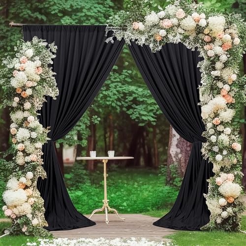 Backdrop Curtains for Parties – 10ft x 8ft Party 60″W x 96″L (Pack of 2) Black