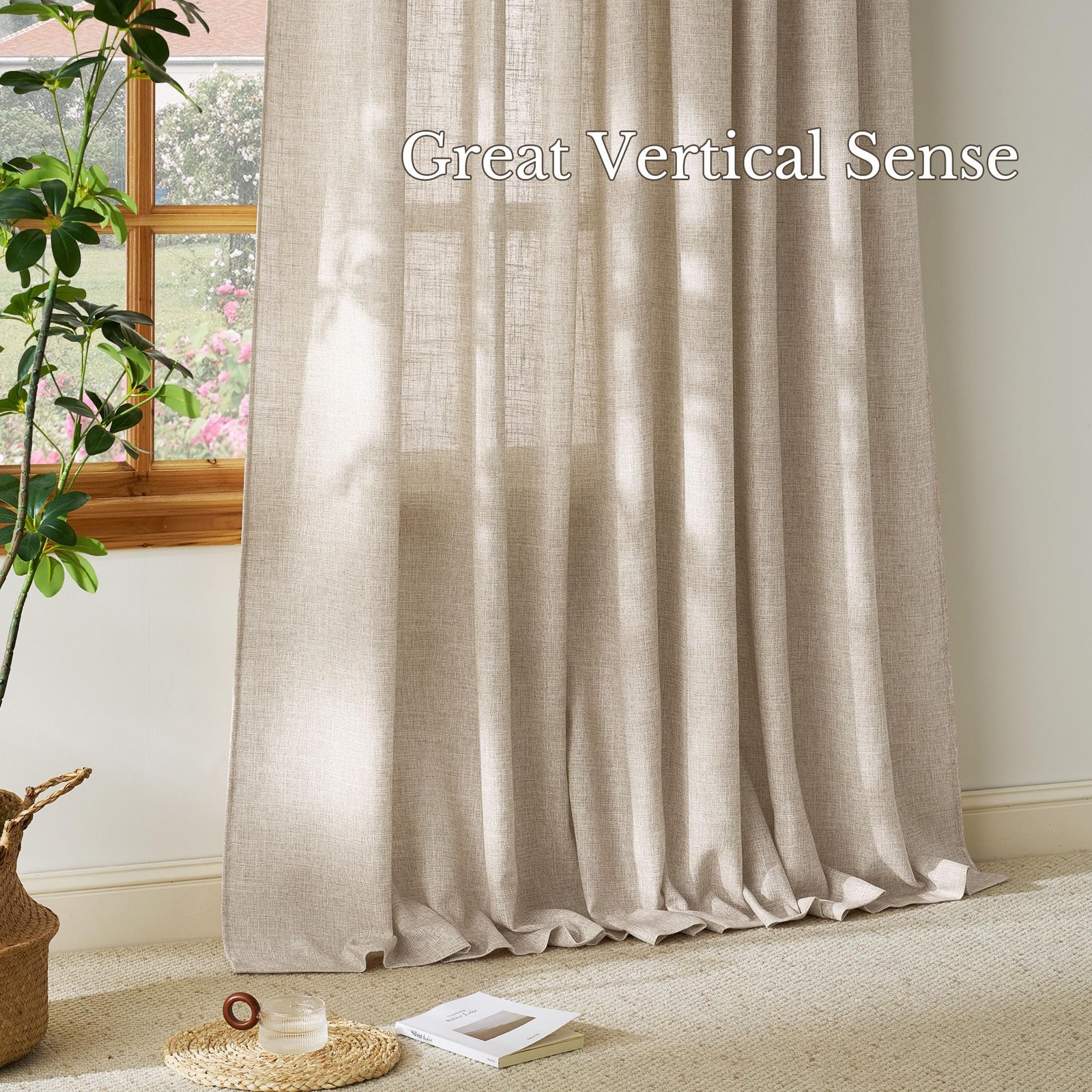 230 GSM Rich Natural Linen Blend Farmhouse Curtains 90 inches Long, Rod Pocke…