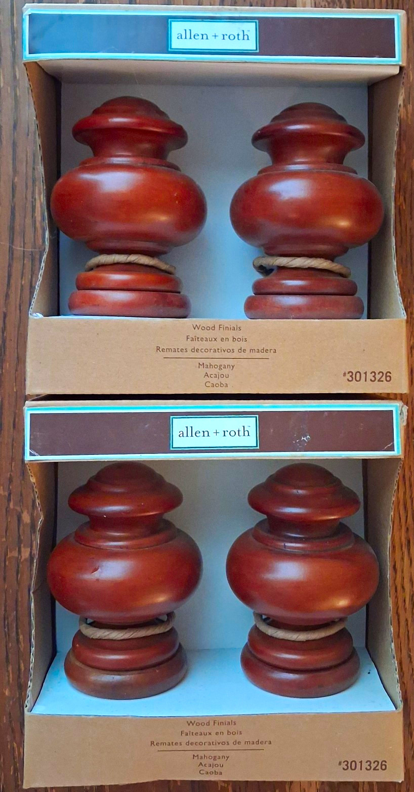allen + roth Traditional Mahogany Curtain Rod Finials 2-Pack MPN 301326