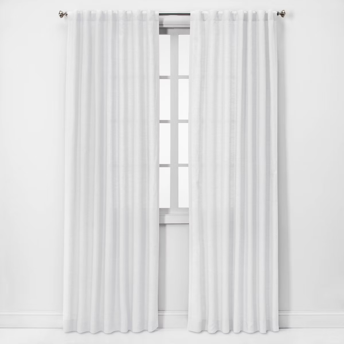 Threshold Light Filtering Linen Window Curtain 2 Panel White Plain Weave 54″x84″