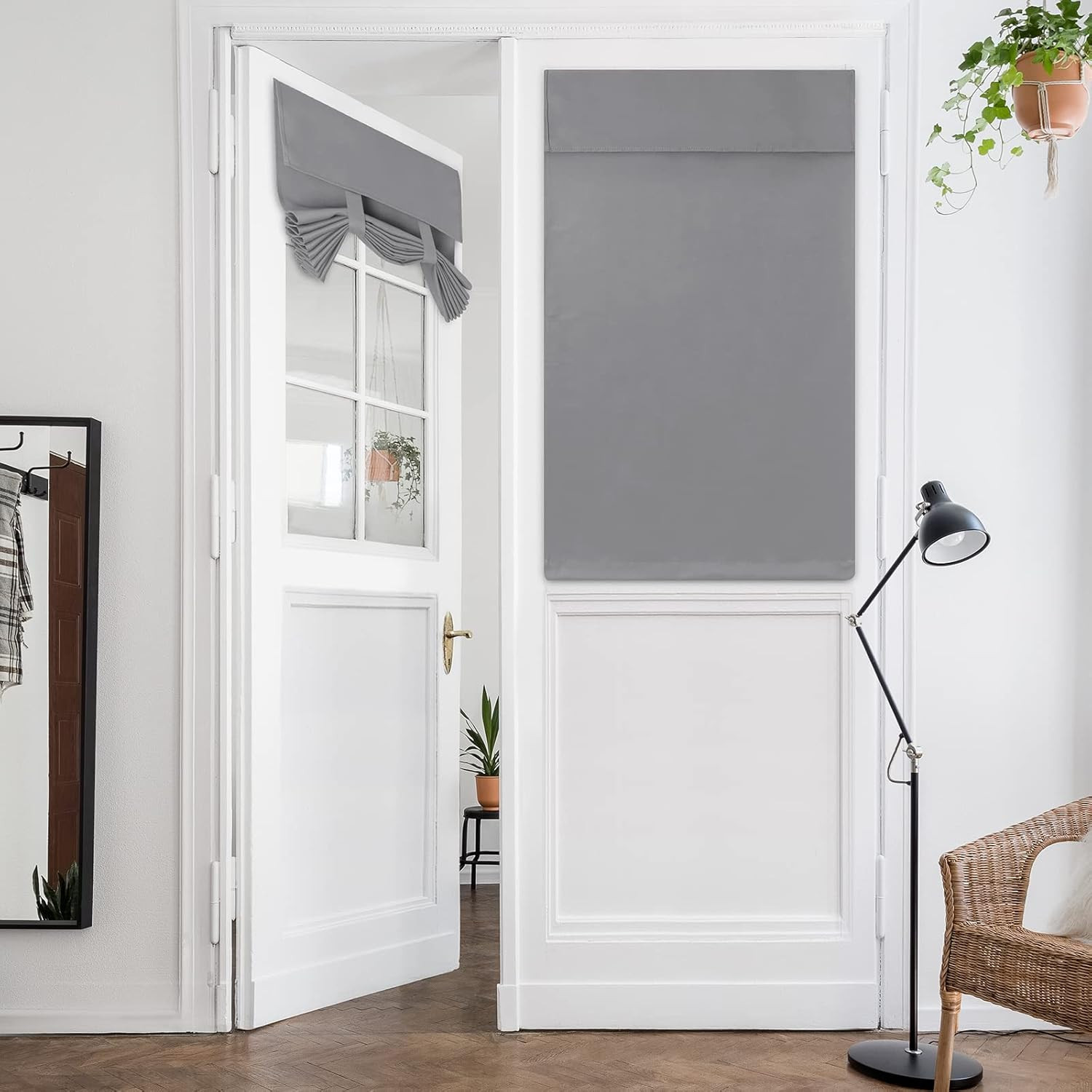 French Blackout Door Window Curtains, Privacy Front Door Curtains for Glass Wind