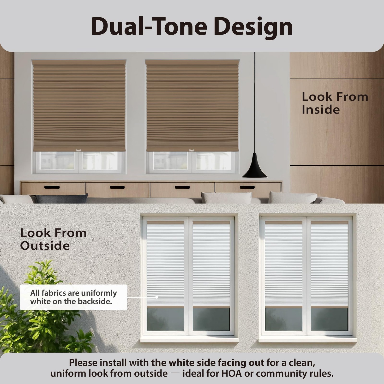 Cordless 1.5″ Blackout Cellular Shade, Energy Saver, 20.5″ W x 54″ H, Latte