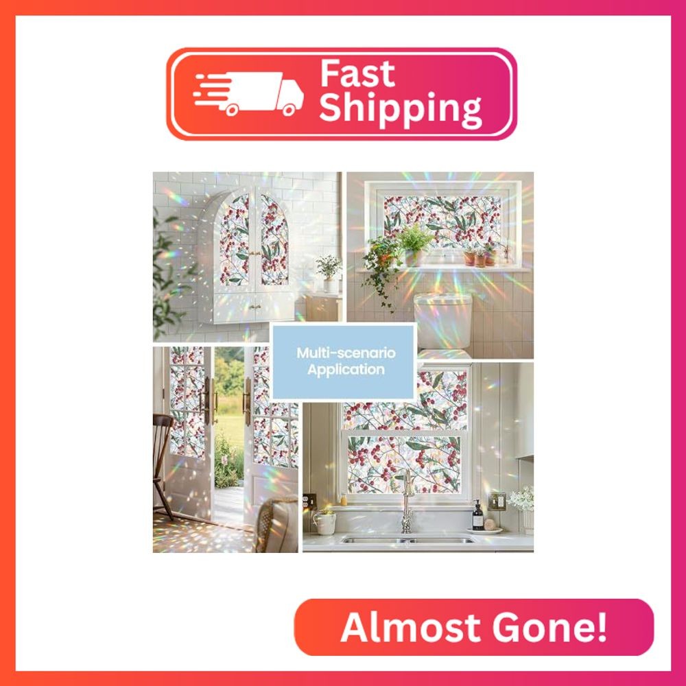 ADD.HERES Window Privacy Film, Stained Glass Decorative Static Cling, Removable