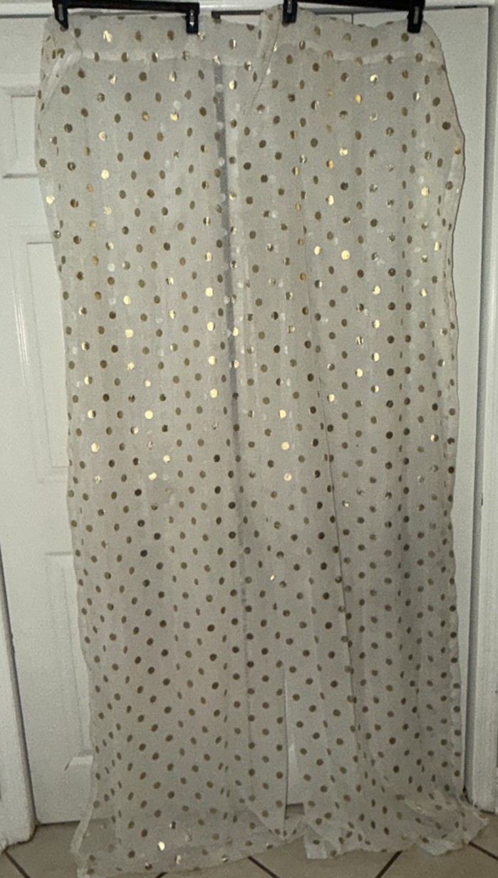 Your Zone Sheer White Gold Polka Dot Curtain Panels 40x84in Modern Polyester