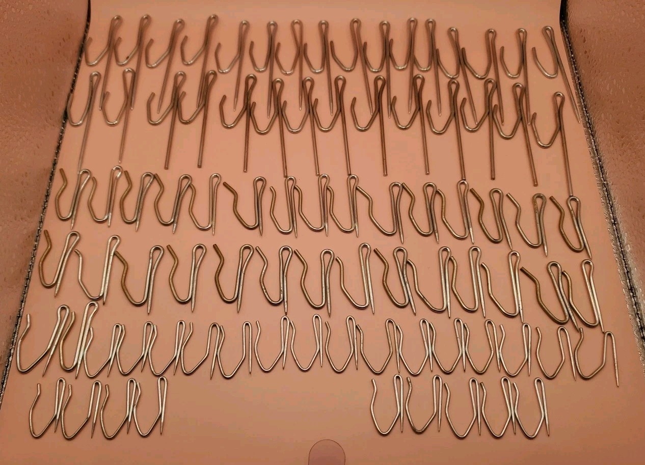 Lot Of 85 Vtg Drapery Metal Hooks Pinch Pleat Eyelet 1” 1.5″ 2.625″ & 2.75″