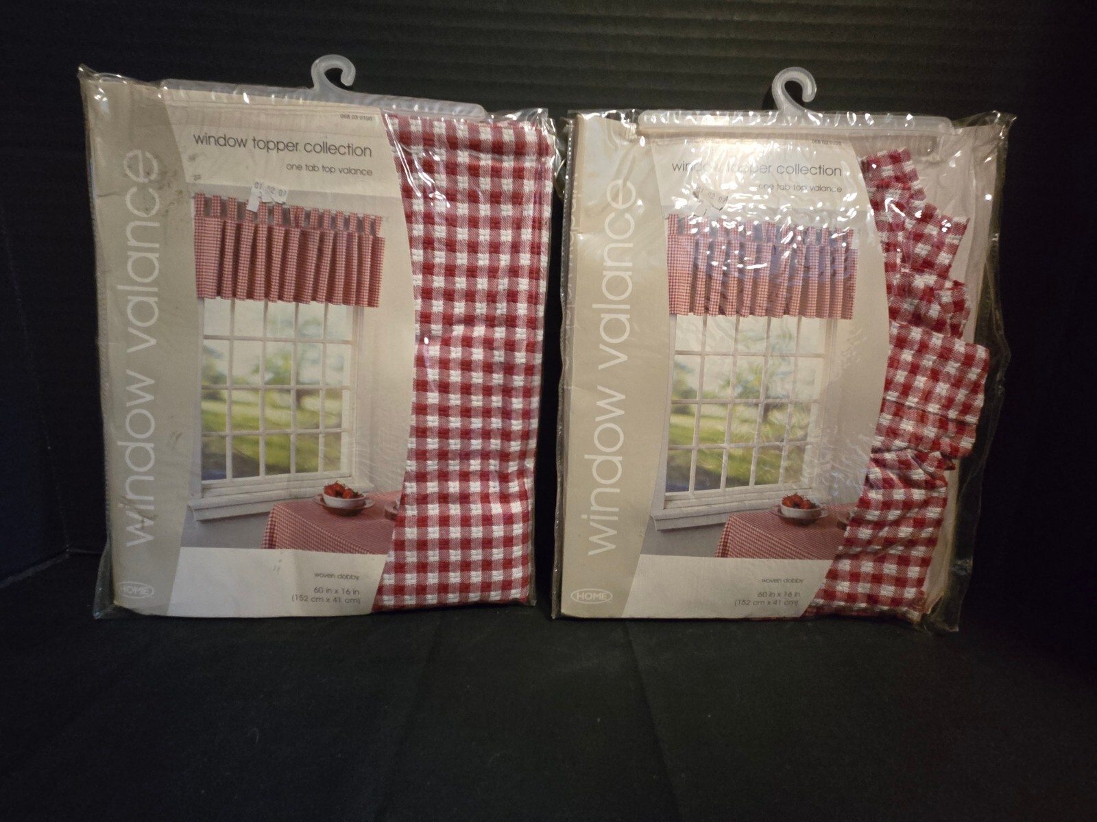 Home Window Valance Red and White Checker Country Farm Set of 2