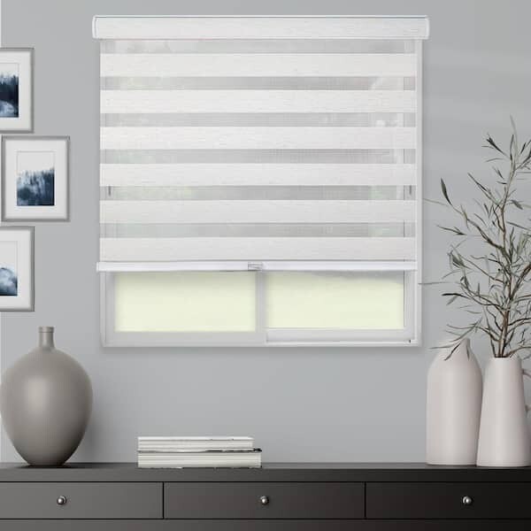 Chicology Cordless Light Filtering Dual Layer Zebra Roller Shade – Basic Natural