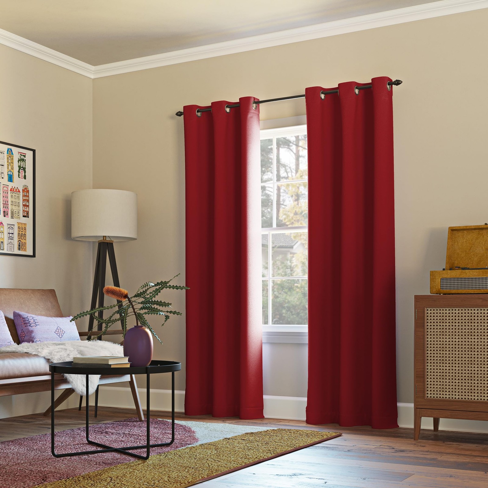 Sun Zero Easton Energy Saving Blackout Grommet Curtain Panel, 40″ x 84″, Red