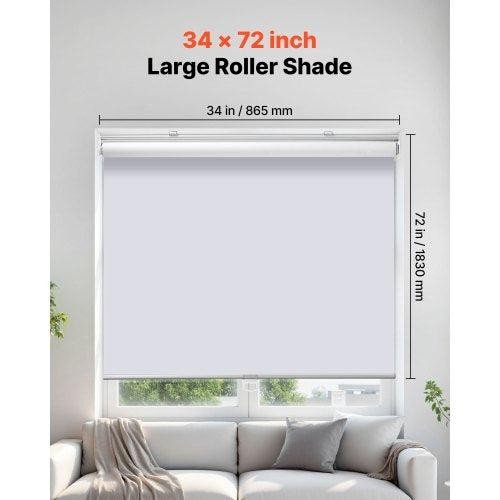 Cordless Roller Shades 34 x 72 in Pull Down Blackout Blinds for Windows