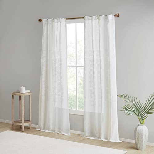 Aida 2-Panel Pack Sheer Curtains, Yarn Dye, 37″W x 84″L (Pack of 2) White