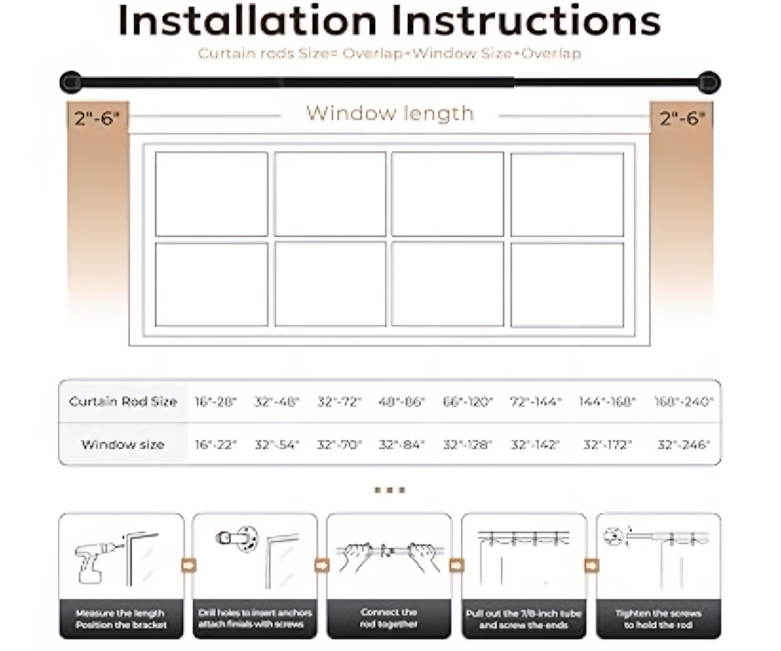 Curtain Rod for Windows 1 In Industrial Wrap Around Grey, 66″-120″ In or Outdoor