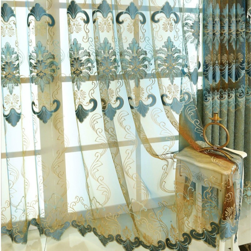 Blackout Chenille Curtain Water Soluble Embroidery Tulle Window Drape Modern New