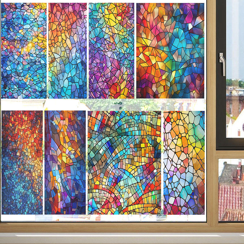Church Stained Glass Film Frosted Window Sticker Bathroom Office HomeDecor Retro