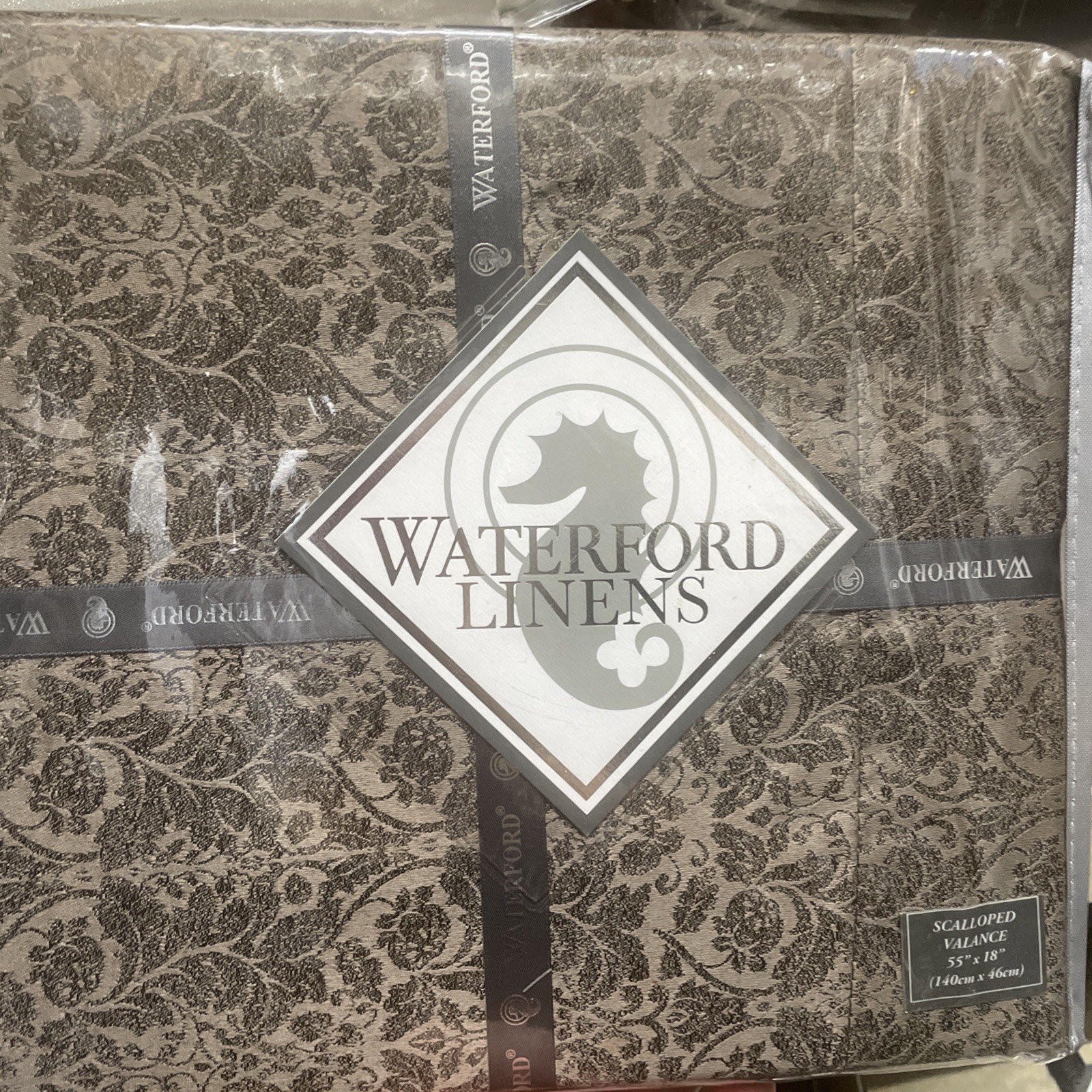 Waterford Ballina Scalloped Luxury Window Valance – 55 x 18″ New – Mocha Brown