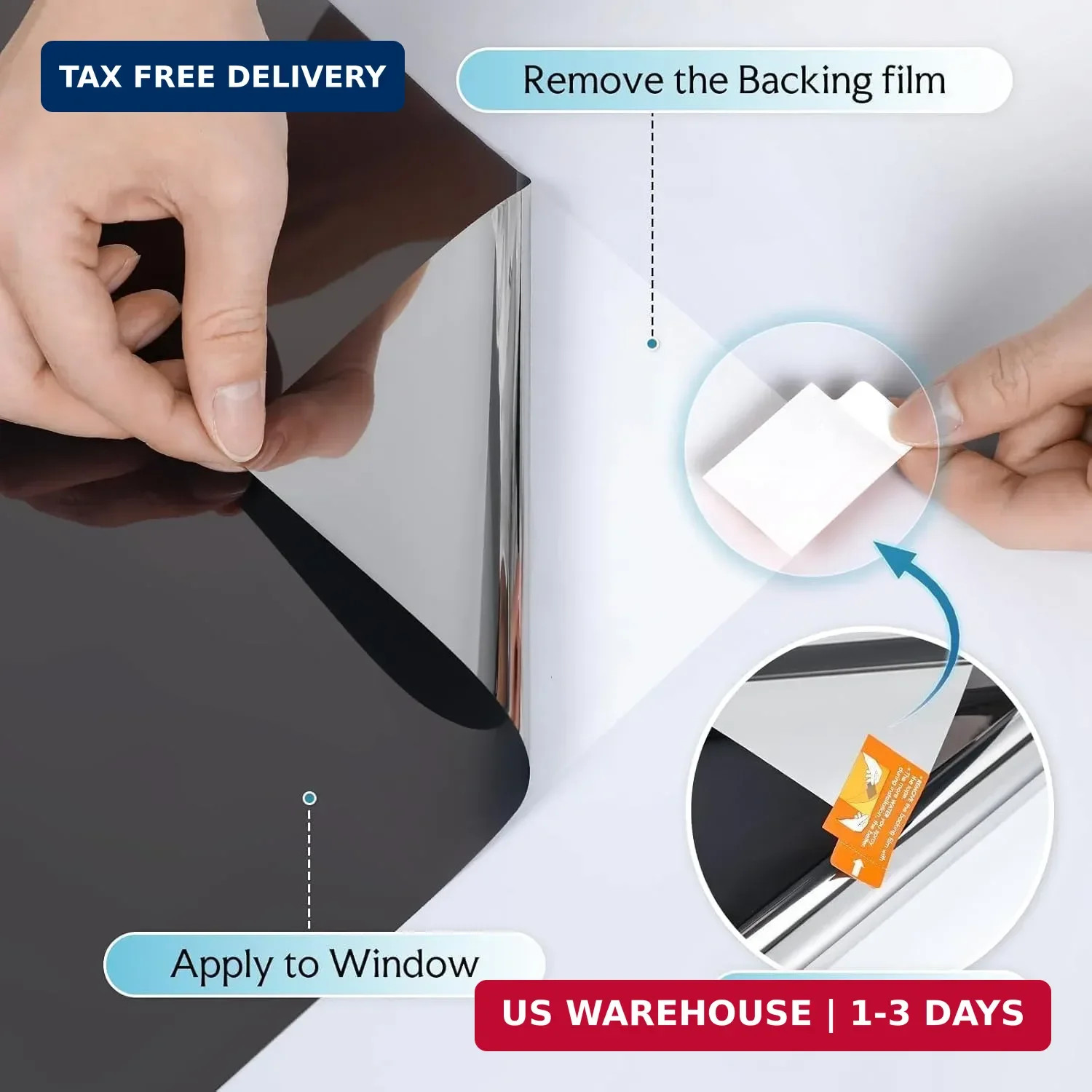 DOWELL One Way Window Privacy Film with Tools, Black Silver 17.5″ x 157.5″ | Win