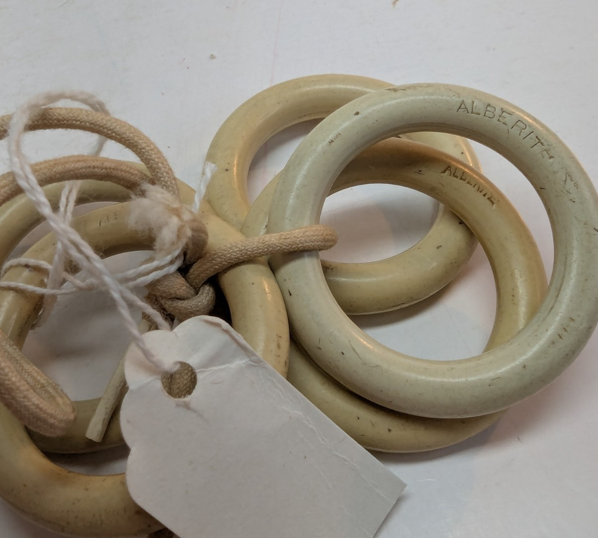 LOT OF 5 Natural Unfinished Curtain Rod Pole Rings Ivory-Like 1.75 Inch