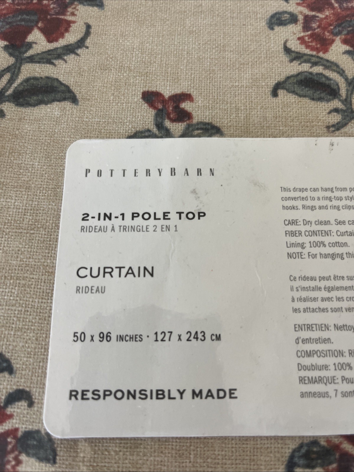 POTTERY BARN Set of 2 Arnica Bhotah Curtain Panels-50×96 -OPEN BOX