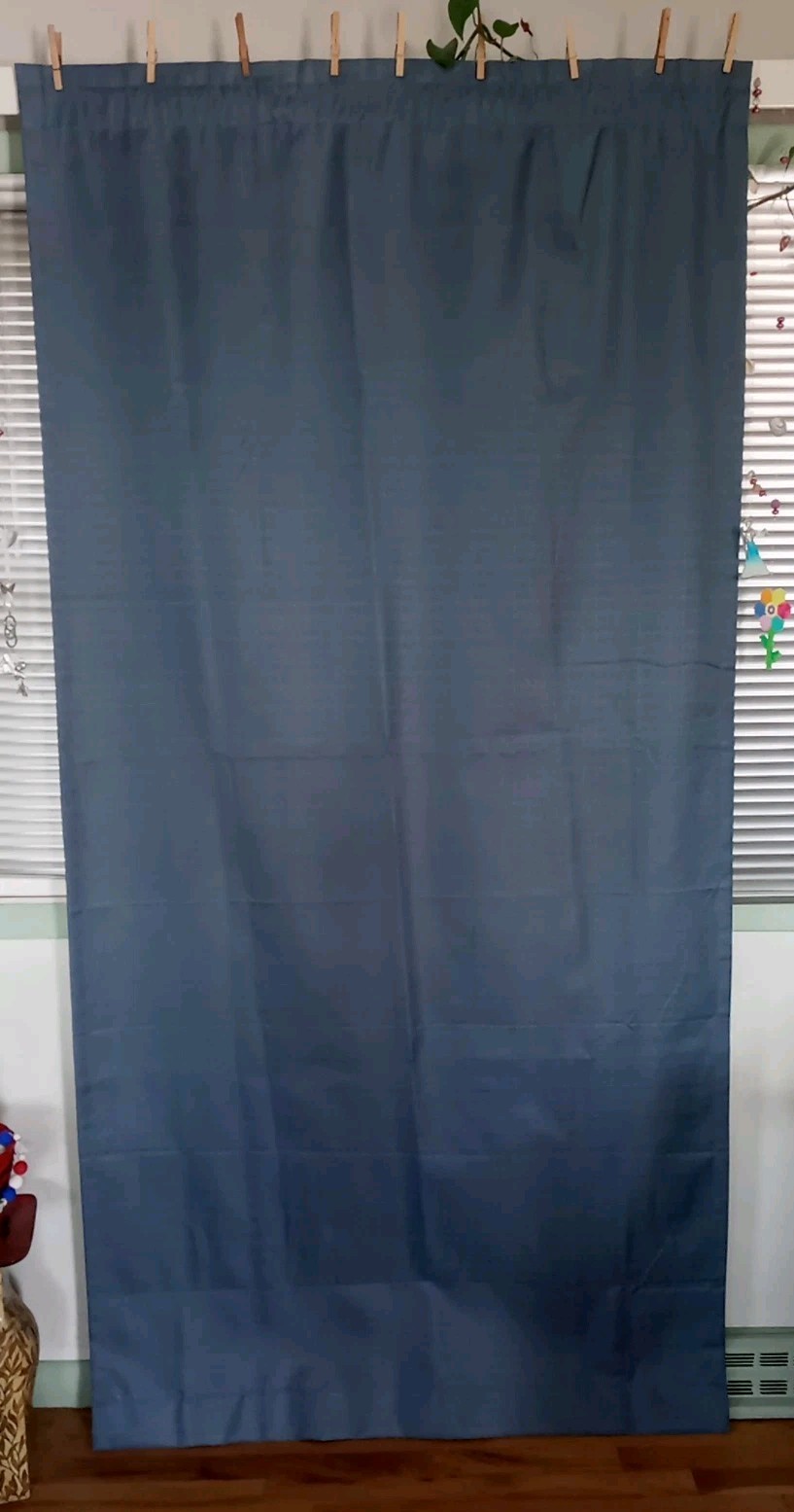 Unbranded Gray/Blue Room Darkening Curtains 2 Panels RN#105021 Rod Pocket 13