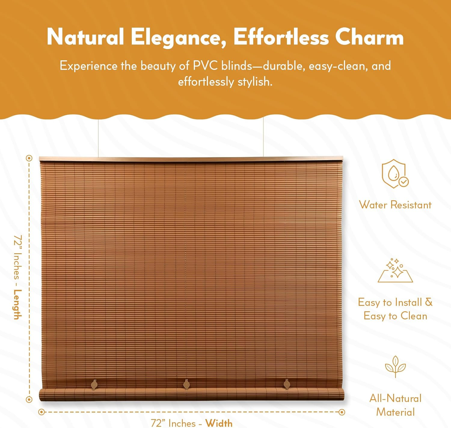 Cordless Outdoor Shades for Porch, Patio & Windows – Waterproof PVC Blinds for I