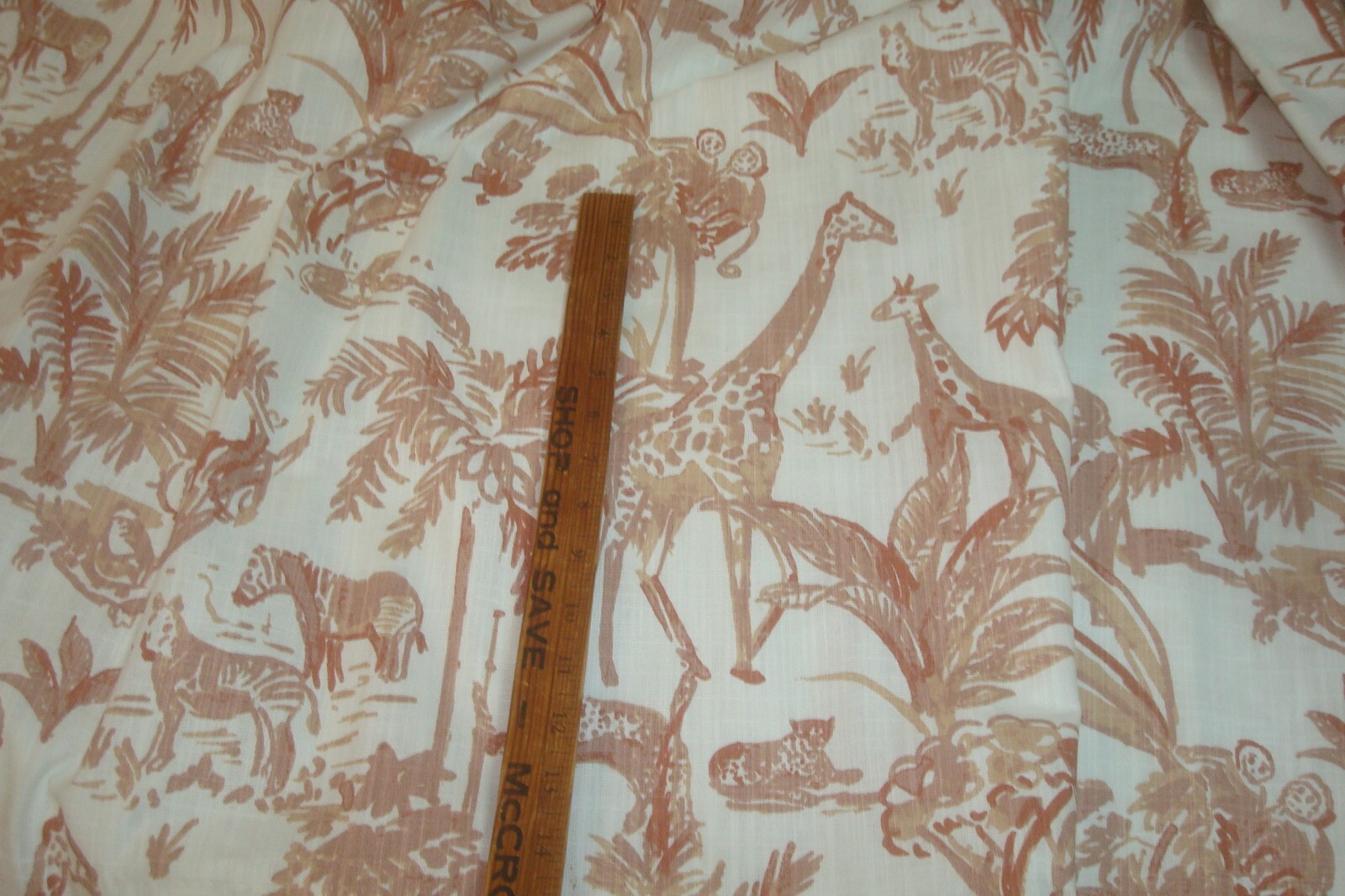 New One Pair Custom Lined DRAPES Meru African Animal Toile Clay Pleated 84″ lg